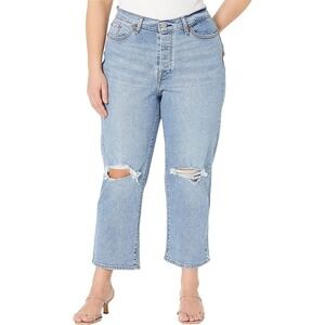 Levis Plus Size 20W Wedgie Straight Jeans Womens Button Fly Destructed Denim